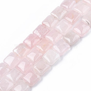 Natural Rose Quartz Beads Strands, Square, 14x14x5.5mm, Hole: 1.2mm, about 28pcs/strand, 15.16 inch~15.35 inch(38.5~39cm)(G-N326-140A)
