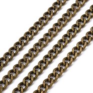 Iron Cuban Link Chains, Chunky Chains, Unwelded, with Spool, Oval, Antique Bronze, 9x8x2mm, about 164.04 Feet(50m)/roll(CH-R013-9x8mm-AB-NF)