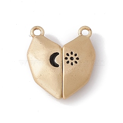 Love Heart Alloy Magnetic Clasps, Moon Star Pattern Clasps for Couple Jewelry Bracelets Pendants Necklaces Making, Wheat, 20x18x6mm, Hole: 1.6mm(FIND-C013-02A)