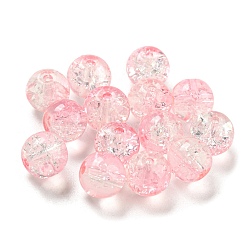 Transparent Spray Painting Crackle Glass Beads, Round, Pink, 8mm, Hole: 1.6mm, 300pcs/bag(GLAA-L046-01B-38)