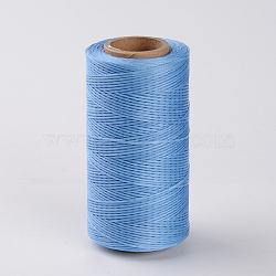 Flat Waxed Polyester Cords, Blue, 1x0.3mm, about 284.33 yards(260m)/roll(YC-K001-18)