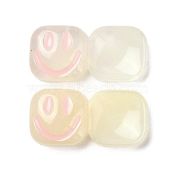 Resin Decoden Cabochons, Smiling Face Square, PapayaWhip, 11x27x7mm(RESI-M040-02D)