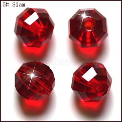 Imitation Austrian Crystal Beads, Grade AAA, Faceted, Round, Dark Red, 6mm, Hole: 0.7~0.9mm(SWAR-F079-6mm-05)