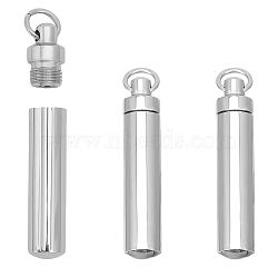 3Pcs 304 Stainless Steel Perfume Bottle Pendants, Wishing Bottle, Column, Stainless Steel Color, 38x8mm(STAS-CA0002-08)
