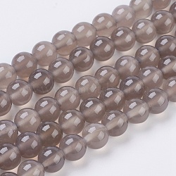 Natural Agate Beads Strands, Round, Light Grey, 8mm, Hole: 1mm(X-G-G583-8mm-08)