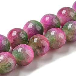 Dyed Natural Jade Beads Strands, Round, Camellia, 6~6.5mm, Hole: 1mm, about 66pcs/strand, 15.75 inch(40cm)(G-F764-01C)