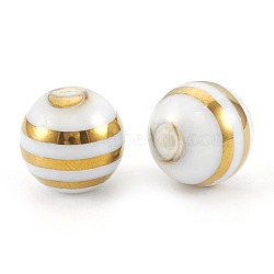 Electroplate Glass Beads, Stripe Round, Golden Plated, 10x9.5~10mm, Hole: 1.2mm, 200pcs/bag(EGLA-T009-14F)