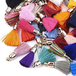 Polyester Tassel Pendant Decorations, with CCB Plastic Findings, Light Gold, Mixed Color, 25~30x6mm, Hole: 1.5mm(X-FIND-S286-M)