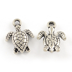 Tibetan Style Alloy Turtle Pendants, Cadmium Free & Lead Free, Antique Silver, 16x12.5x3.5mm, Hole: 1.5mm, about 869pcs/1000g(TIBEP-R304-081AS-LF)