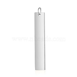 201 Stainless Steel Pendants, with Jump Ring, Manual Polishing, Stamping Blank Tag, Rectangle, Stainless Steel Color, 40x7x1.5mm, Hole: 3mm(A-STAS-S105-T604D-1)