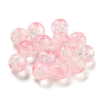 Transparent Spray Painting Crackle Glass Beads, Round, Pink, 8mm, Hole: 1.6mm, 300pcs/bag
