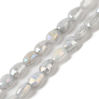 Electroplate Glass Beads Strands, Rainbow Plated, Faceted, Teardrop, Gainsboro, 6.5x4.5x3.5mm, Hole: 1mm, about 70pcs/strand, 17.72''(45cm)