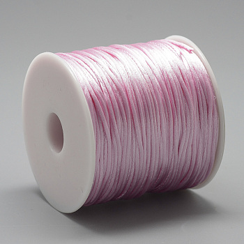 Nylon Thread, Rattail Satin Cord, Pearl Pink, about 1mm, about 76.55 yards(70m)/roll