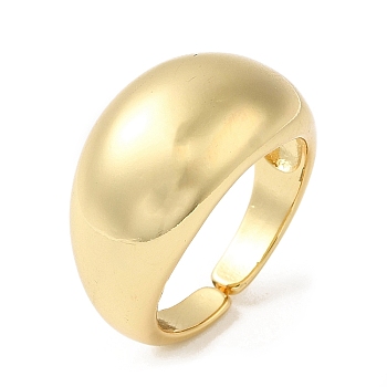 Rack Plating Brass Blank Dome Open Cuff Rings, Cadmium Free & Lead Free, Real 18K Gold Plated, US Size 7(17.3mm)