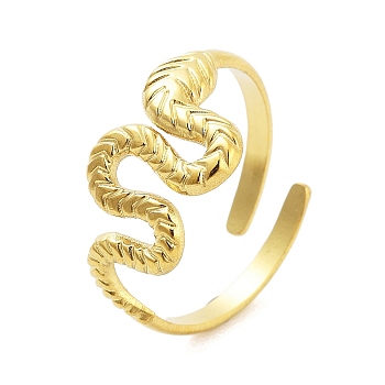 Real 18K Gold Plated 304 Stainless Steel Open Cuff Rings for Women, Snake, 11mm, Inner Diameter: Adjustable