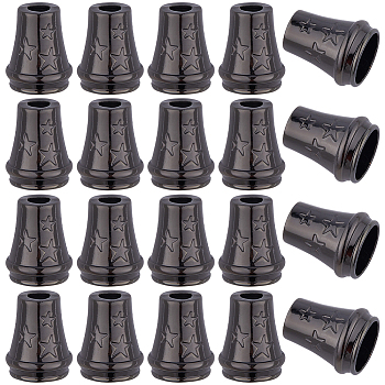 30Pcs Alloy Cord End, Cone with Star, Bag & Cloth Making Supplies, Gunmetal, 14.5x12mm, Hole: 3.7mm, Inner Diameter: 9mm