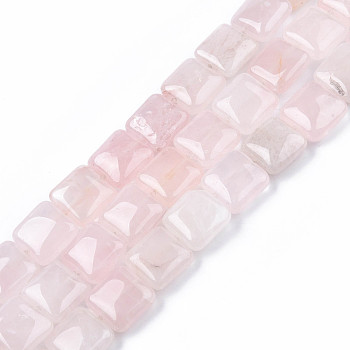 Natural Rose Quartz Beads Strands, Square, 14x14x5.5mm, Hole: 1.2mm, about 28pcs/strand, 15.16 inch~15.35 inch(38.5~39cm)