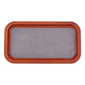 Rectangle Wood Jewelry Trays, Covered with Velvet, Jewelry Organizer Trays for Earrings, Rings, Bracelets, Peru, 18x9.9x1.5cm, Inner Diameter: 16.4x8.3cm