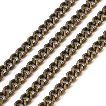 Iron Cuban Link Chains, Chunky Chains, Unwelded, with Spool, Oval, Antique Bronze, 9x8x2mm, about 164.04 Feet(50m)/roll