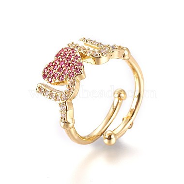 Adjustable Brass Micro Pave Cubic Zirconia Finger Rings(RJEW-L086-01)-4