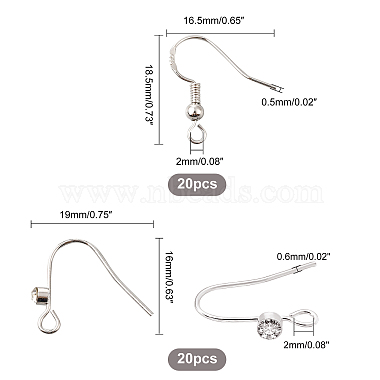 PandaHall Elite 40Pcs 2 Style Brass Earring Hooks(KK-PH0002-71)-4