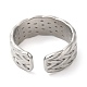 304 Stainless Steel Textured Open Cuff Ring for Women(RJEW-I098-34P)-3