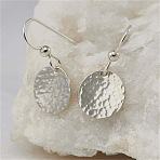 Hammered Textured Flat Round Alloy Dangle Earrings, Platinum, 35mm(FS-WG8537A-01)