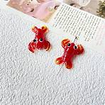 Red Handmade Lampwork Beads, Loster, 27~36x20~23mm(PW-WG19368-02)