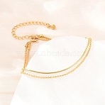 304 Stainless Steel Ball Chain & Snake Chain Double Layers Bracelets for Women, Ion Plating(IP), Long-Lasting Plated, Golden, 6.30 inch(16cm)(BJEW-D460-06G)