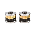 Rotatable 201 Stainless Steel Beads, Large Hole Beads, Column with Roman Numerals, Mixed Color, 16x12mm, Hole: 8.5mm(STAS-F339-03)