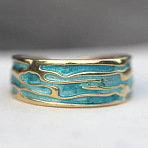 Alloy Enamel Open Cuff Rings for Women, Sky Blue, 7mm, Inner Diameter: 20mm(WG8ECE1-01)