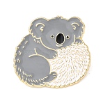 Koala Enamel Pins, Alloy Lapel Pin Backs for Backpack Clothes, Golden, Gray, 28.5x30mm(JEWB-L022-04B-G)