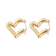 Ion Plating(IP) 304 Stainless Steel Chunky Heart Hoop Earrings for Women, Golden, 18x20.5mm, Pin: 0.8mm(EJEW-K242-02G)