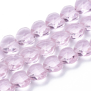 Transparent Glass Beads, Faceted, Heart, Pearl Pink, 14x14x8.5mm, Hole: 1mm(X-GLAA-Q066-14mm-A16)