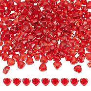 200Pcs Imitation Jade Glass Beads, Heart, Dark Red, 6x6x4mm, Hole: 0.7mm(GLAA-AR0001-59)