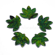 Cellulose Acetate(Resin) Pendants, Lotus, Green, 27x31.5x2.5mm, Hole: 1.2mm(X-KY-S158-09A)