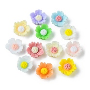 Opaque Resin Cabochons, Flower, Mixed Color, 10.5~11x10.5x4mm(RESI-E039-03)