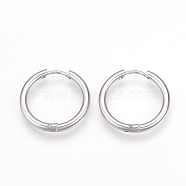 201 Stainless Steel Huggie Hoop Earrings, with 304 Stainless Steel Pins, Ring Shape, Stainless Steel Color, 21x2.5mm, 10 Gauge, Pin: 0.8mm(MAK-R021-21mm)