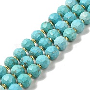 Synthetic Turquoise Beads Strands, with Seed Beads, Faceted Rondelle, 7~8x5~6mm, Hole: 1mm, about 45~46pcs/strand, 14.57''~14.96''(37~38cm)(G-P508-A05-01)
