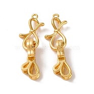 Brass Fold Over Clasps, Bowknot, Real 18K Gold Plated, 33mm, Hole: 1.4mm(KK-U016-05G)