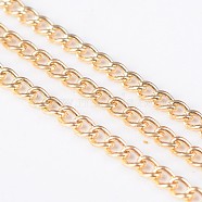 Iron Twisted Chains, Unwelded, with Spool, Gold Plated, 3x2x0.6mm, about 328.08 Feet(100m)/roll(CH-S110A)