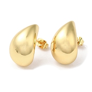 Rack Plating Brass Teardrop Stud Earrings, Real 18K Gold Plated, 18x11.5mm(X-EJWE-Q766-03G)