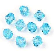 Transparent Acrylic Beads, Bicone, Deep Sky Blue, 8x7.5mm, Hole: 1.6mm(TACR-S146-8mm-32)