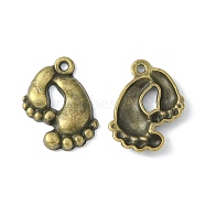 Tibetan Style Alloy Pendants, Cadmium Free & Lead Free, Foot, Antique Bronze, 20x17x3mm, Hole: 1.5mm(K0814071)