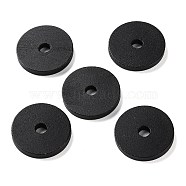 Wood European Beads, Flat Round, Black, 20x3mm, Hole: 4mm(WOOD-Z002-04B)