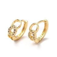 Clear Cubic Zirconia Curb Chains Shape Hoop Earrings, Brass Jewelry for Women, Real 18K Gold Plated, 12.5x14x5mm, Pin: 0.8mm(ZIRC-Q201-23G)
