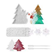 Christmas Theme DIY Display Silicone Molds, and Plastic Pipettes, for Jewelry Making, White, 200x163x18mm(DIY-LS0001-09)
