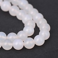 Natural White Agate Round Beads Strands, 8mm, Hole: 1mm, about 48pcs/strand, 15.1 inch(G-N0151-10-8mm)