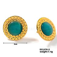 Cute Candy Round Button Cat Eye Stud Earrings for Summer, Golden, 2mm(DG6312-5)