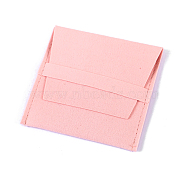 Microfiber Jewelry Envelope Pouches with Flip Cover, Jewelry Storage Gift Bags, Square, Pink, 8x8cm(PAAG-PW0010-002A)